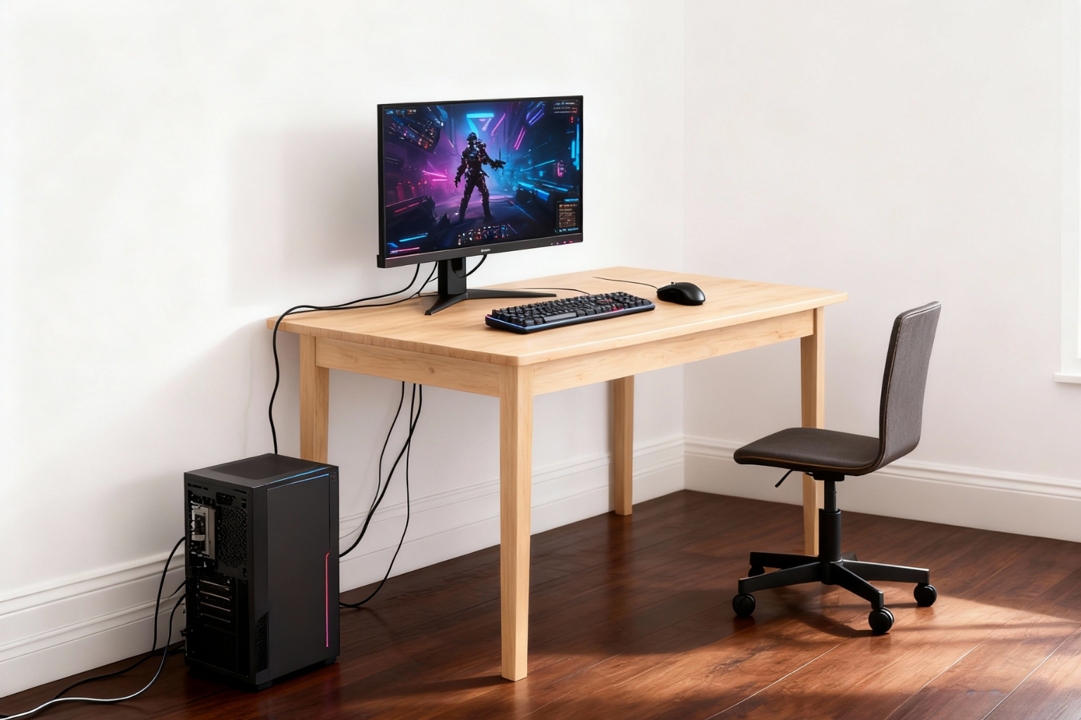 Before: Drab, unlit gaming room