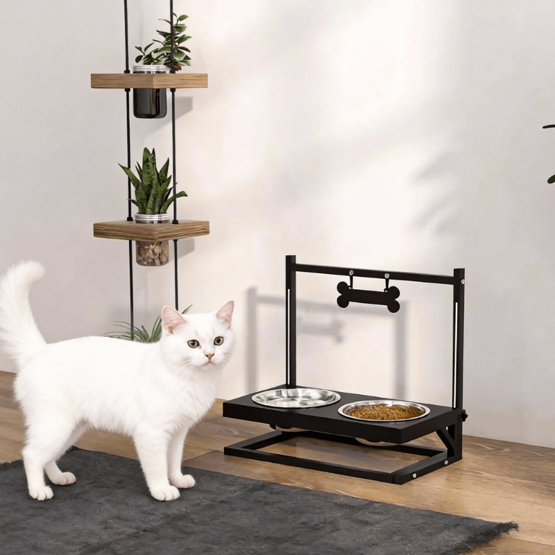 Adjustable cat feeder