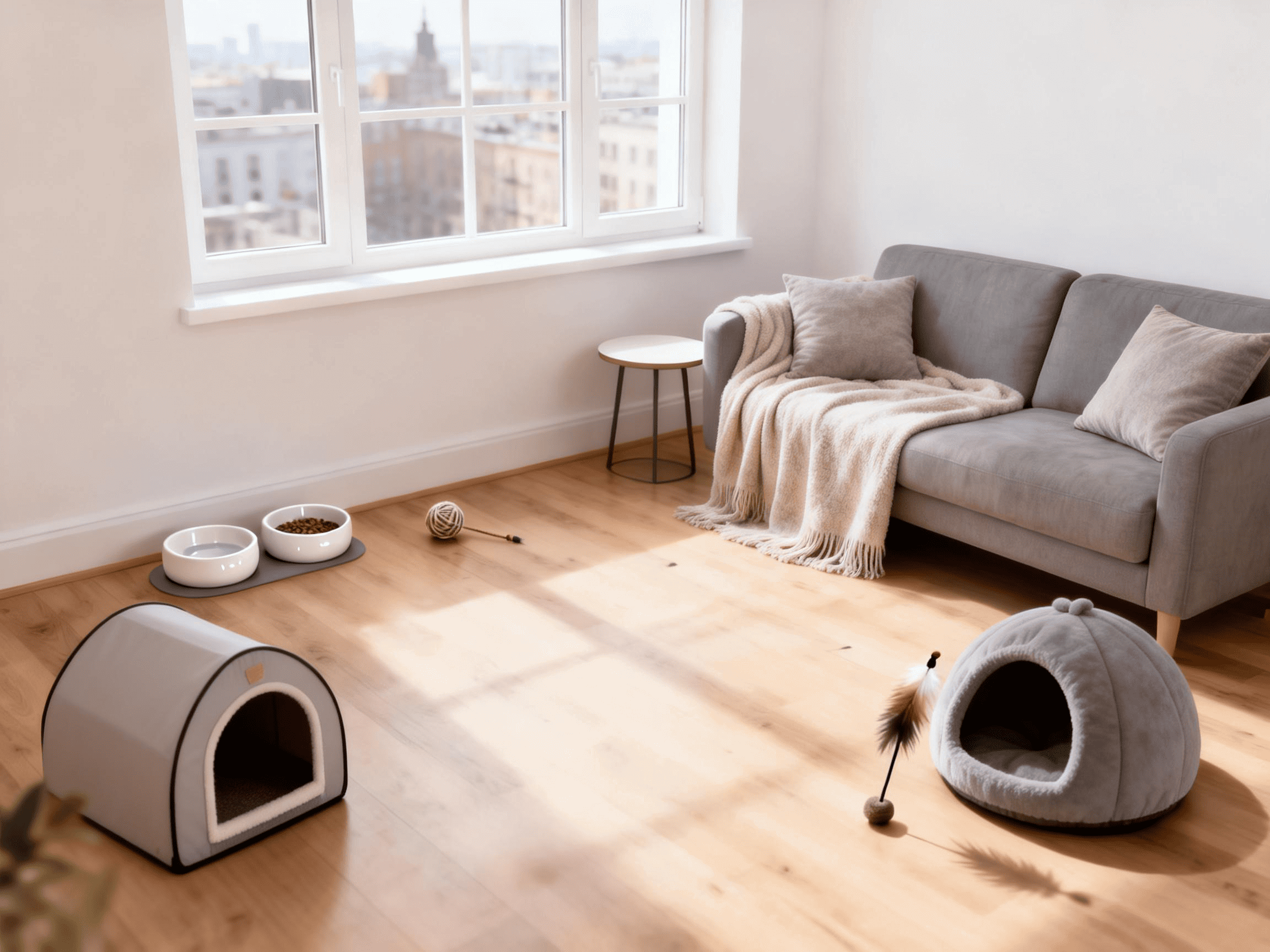 All cat activities limited to floor level, causing overlap